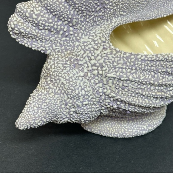 Conch Shell Shaped White Purple Ceramic Decor Cobblestone Pebble Glaze - Picture 11 of 16